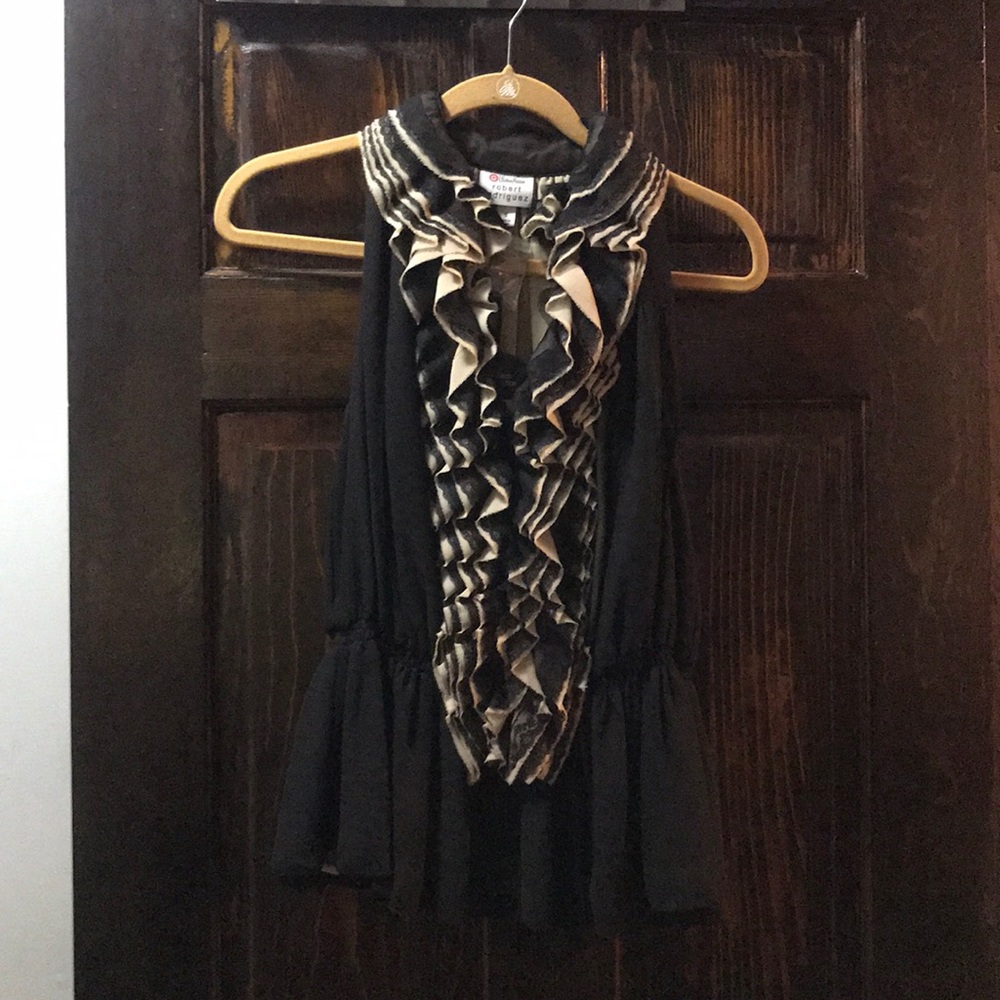 Robert Rodriguez Sleeveless Ruffled Front Top